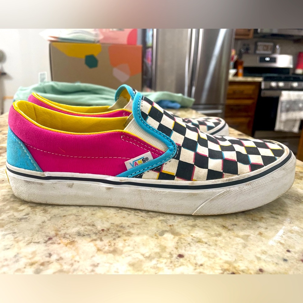 Rainbow checkerboard Vans